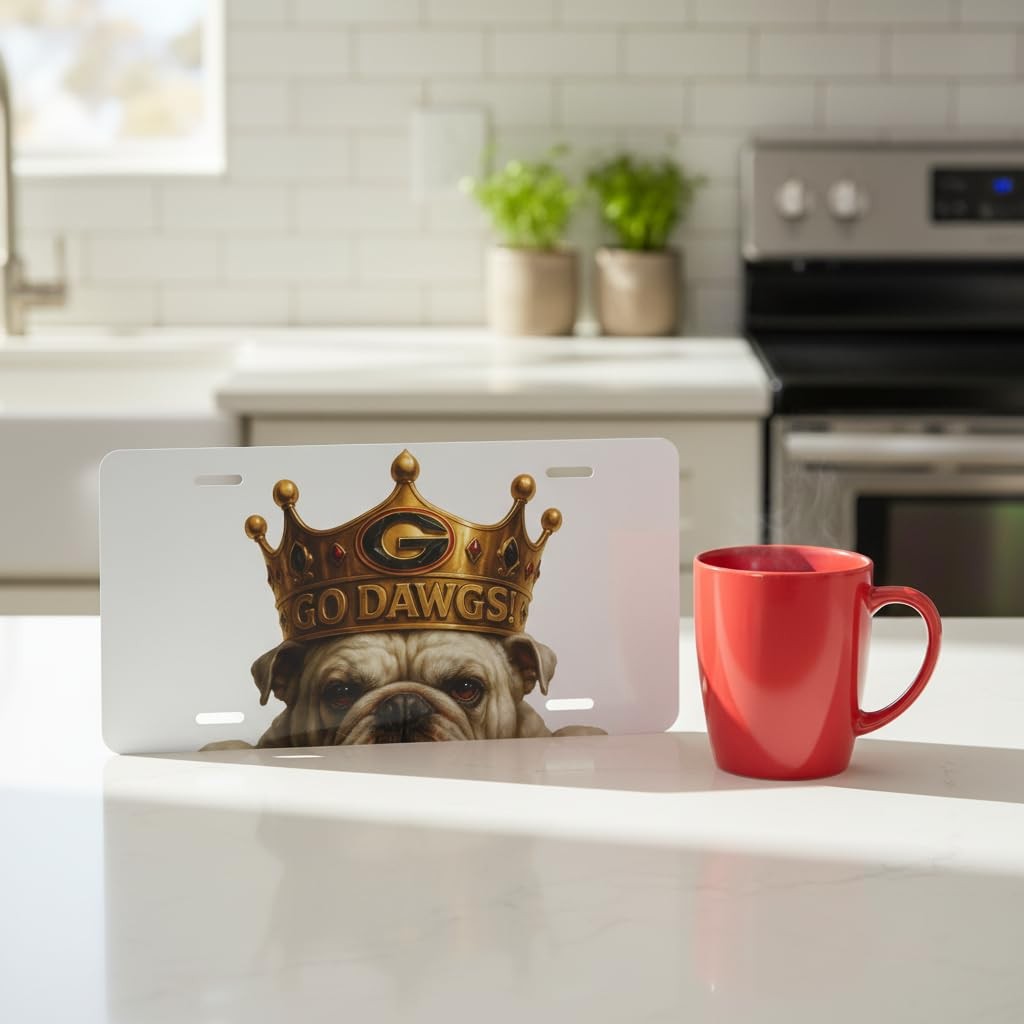 Football Bulldog Fan License Plate | Dawg Dynasty Tag 6"x12" | King UGA Car Tag