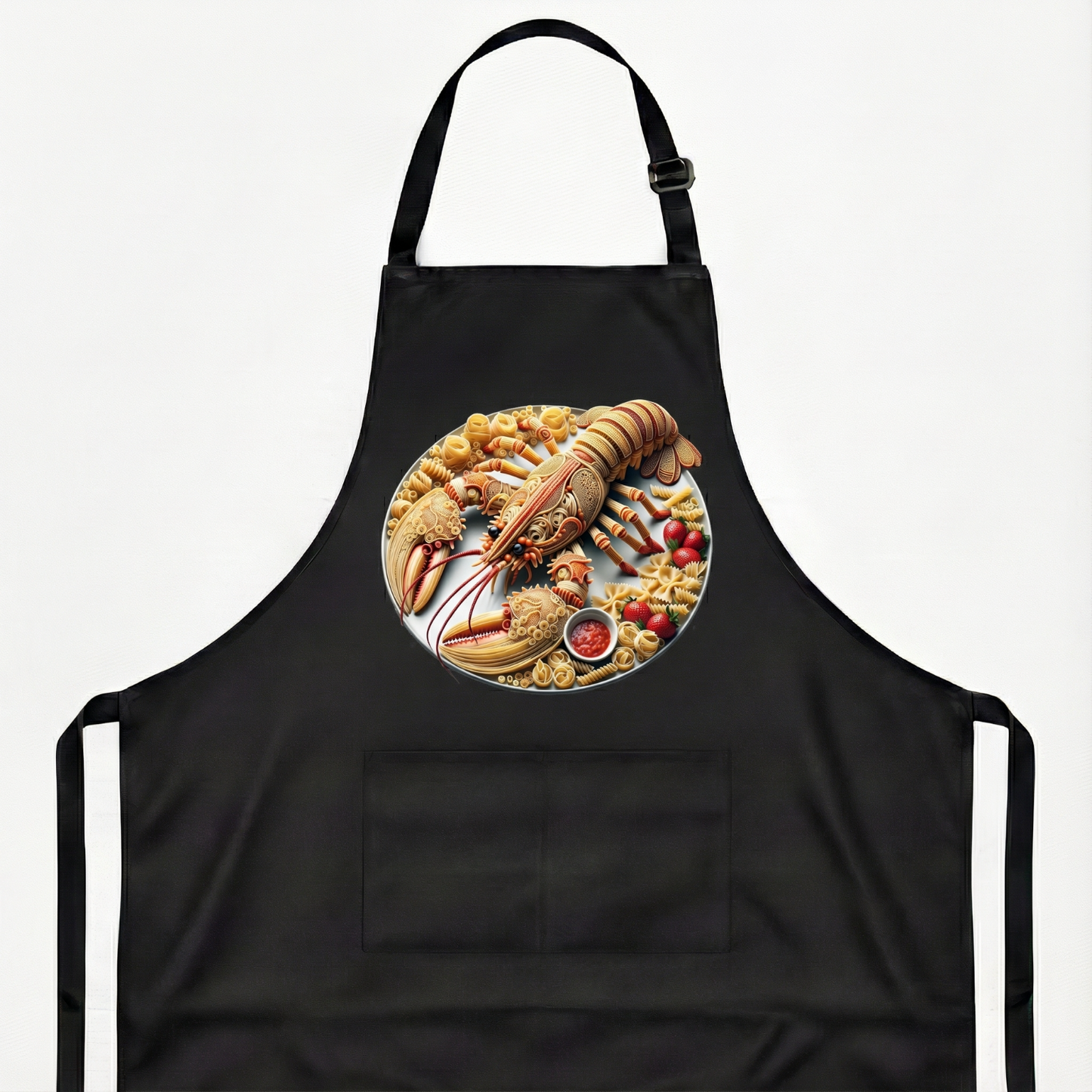 Pasta Animal Chef Apron Black Bib Adjustable Pockets Funny Kitchen Cook Gift