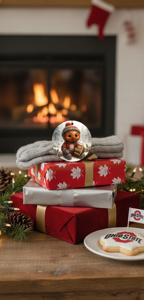 Ohio State Buckeyes Christmas Ornament 3.5" Ceramic Double-Sided Xmas Decoration