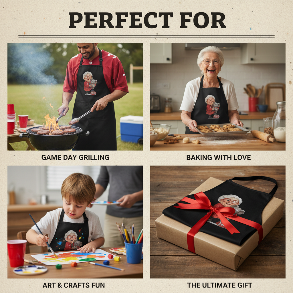 Alabama Crimson Tide Fan Apron - Black Polyester Cooking BBQ Gift with Pockets