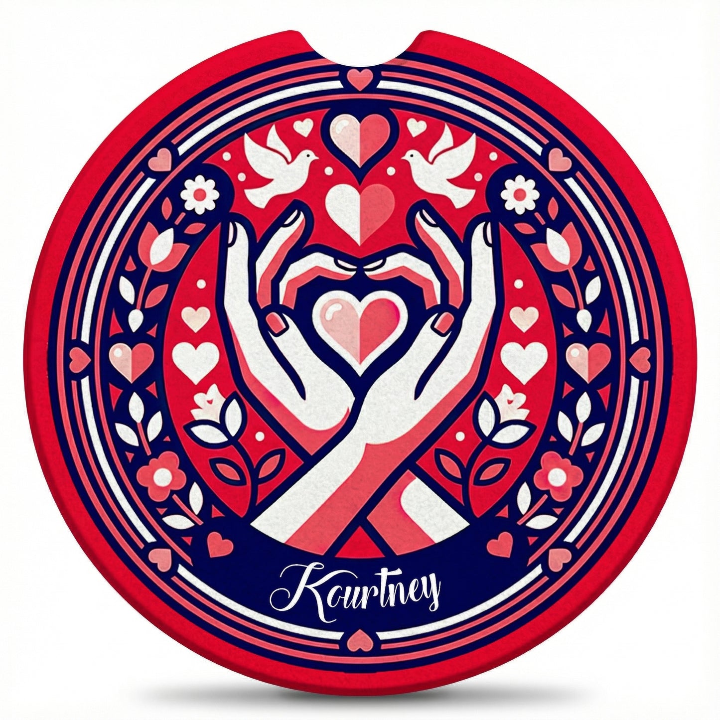 Personalized Car Cup Holder Coasters - Custom Name (Set of 2)