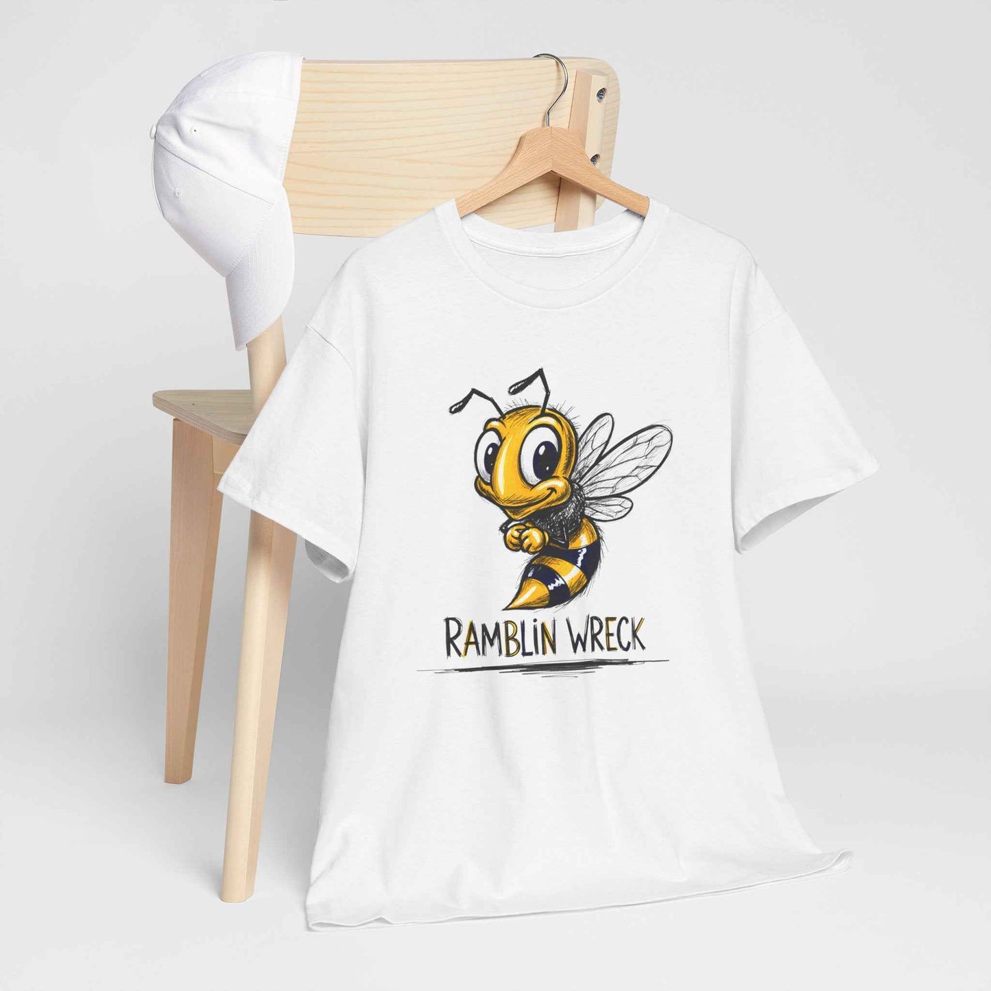 Ramblin Wreck Yellow Jacket Mascot T-Shirt - Vintage Sketch Style Bee Graphic Tee