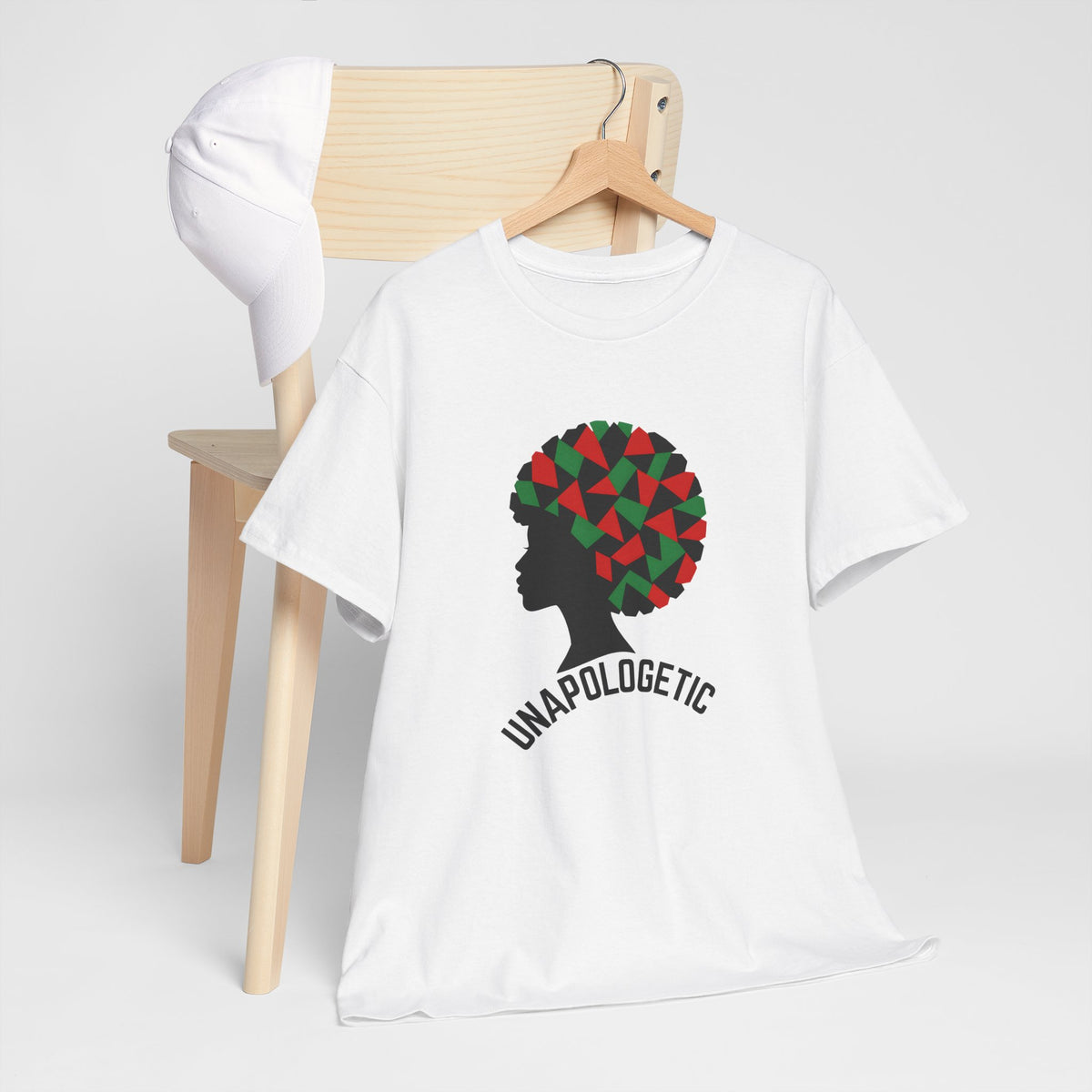 Unapologetic Afro Silhouette T-Shirt Pan-African Geometric Print White - Beyond Lines