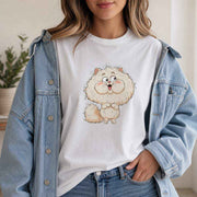 Cute Fluffy White Cat Cartoon Graphic T-Shirt for Cat Lovers