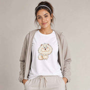 Cute Fluffy White Cat Cartoon Graphic T-Shirt for Cat Lovers