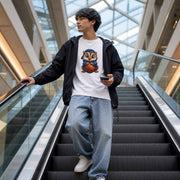 Cute Owl Basketball Graphic Unisex Cotton T Shirt in Blue Hoodie Style