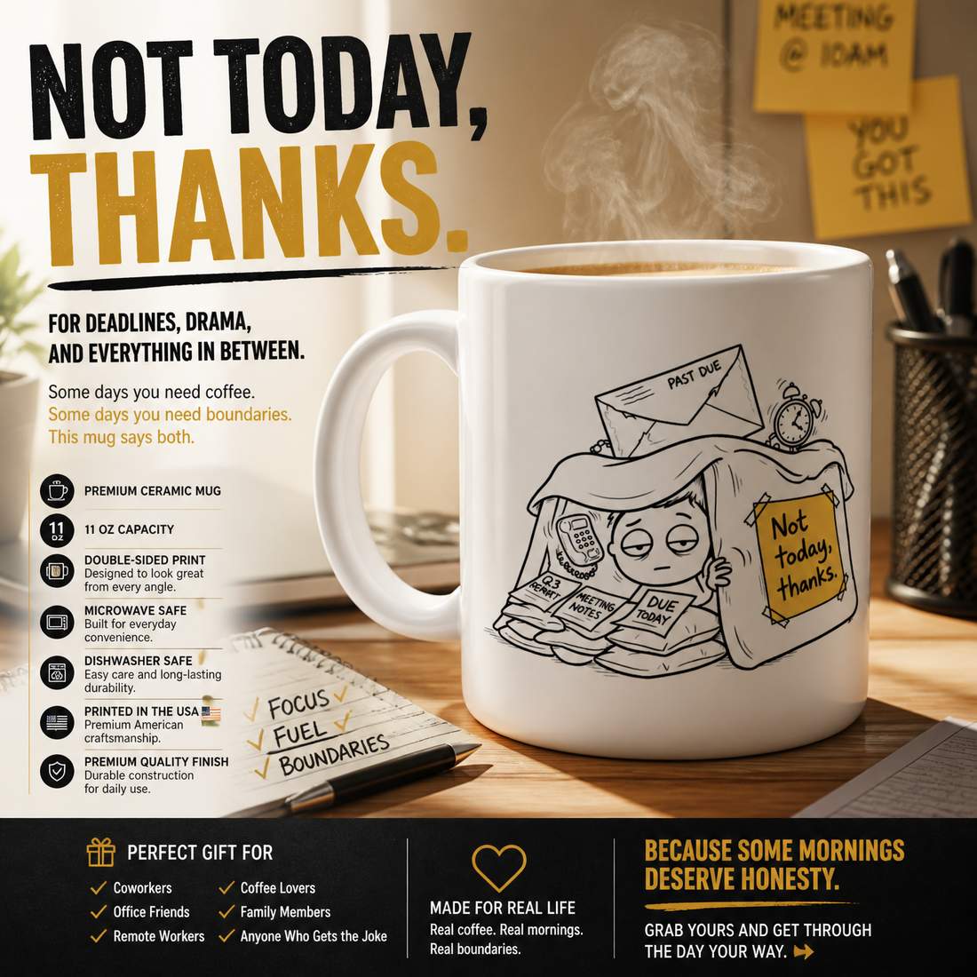 Funny Procrastination Coffee Mug for Coworkers and Office Humor Fans