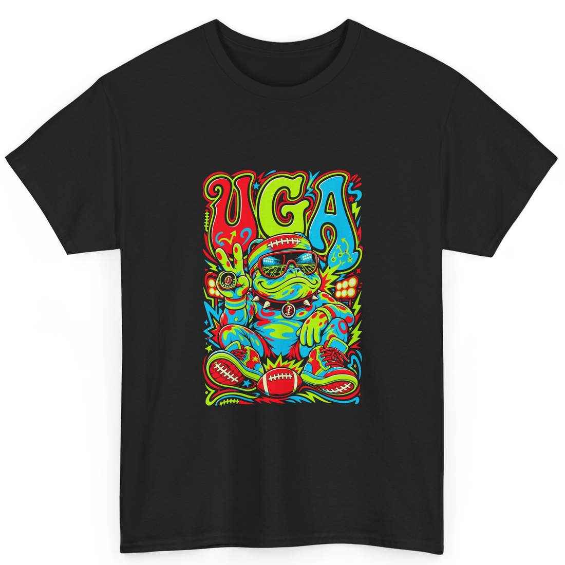 UGA Bulldog Neon Football Fan T-Shirt