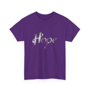 Hope Inspirational Graphic T-Shirt - Cotton Tee with Stylized Ribbon Typography - Motivational Positive Message Casual Top - Beyond Lines