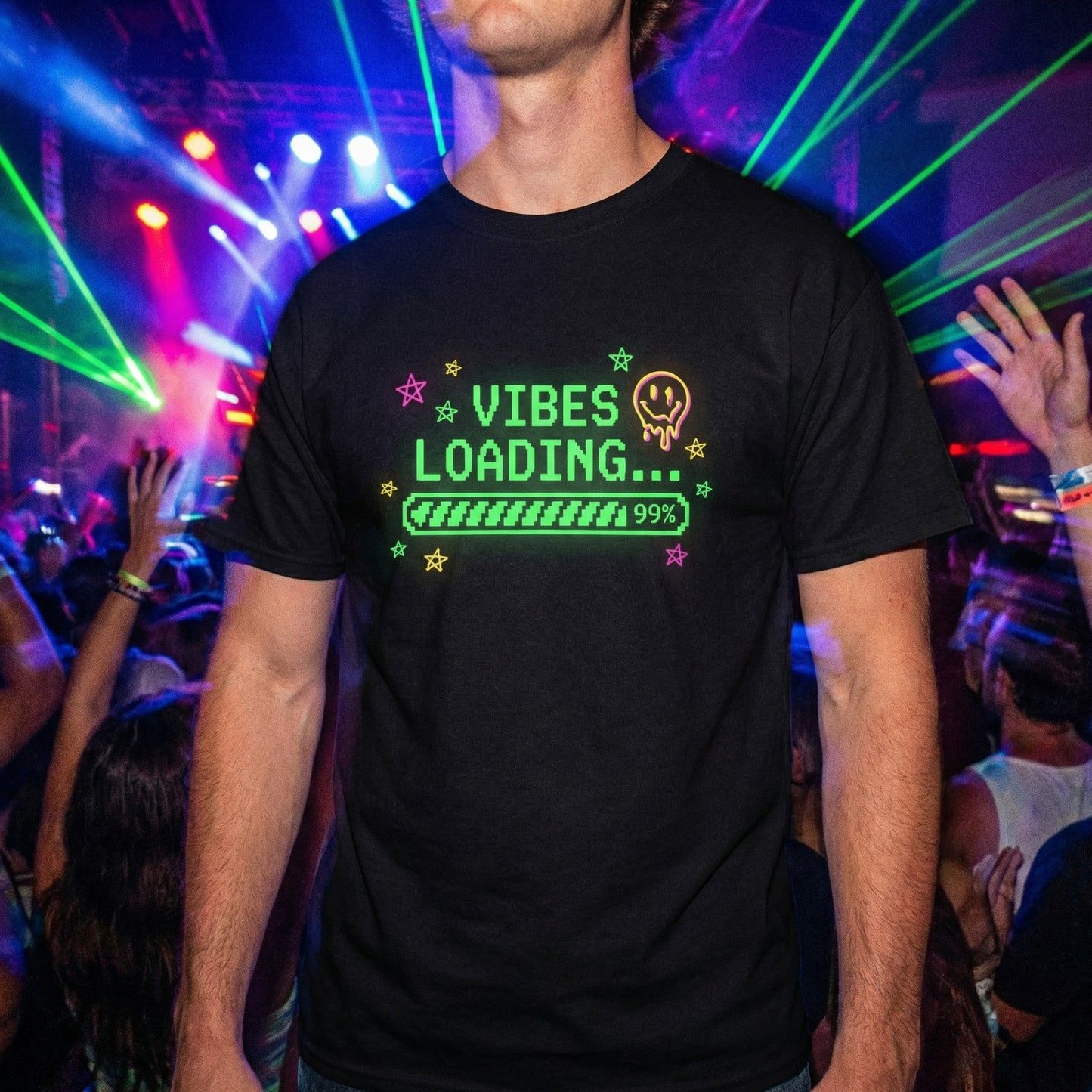 Vibes Loading T-Shirt Pixel Art Tee Funny Meme Shirt Teen Graphic Top - Beyond Lines