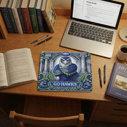 Seattle Football Eagle Mouse Pad - Go Hawks Desk Mat - Blue & Green - Beyond Lines