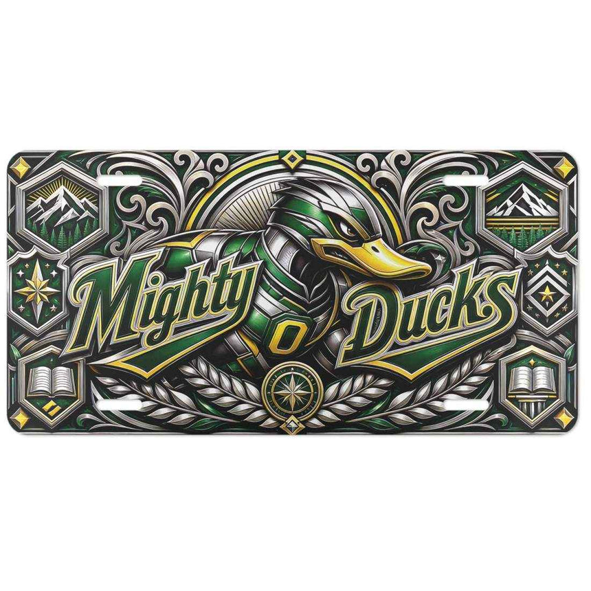 Mighty Ducks Aluminum Car Tag Wall Sign Green Gold Fan Decor