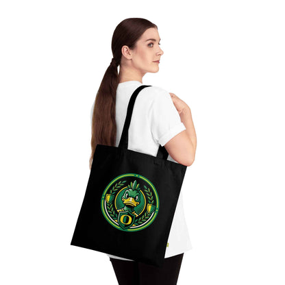 Oregon Ducks Mascot Black Canvas Tote Bag - University Inspired Cotton Shopper