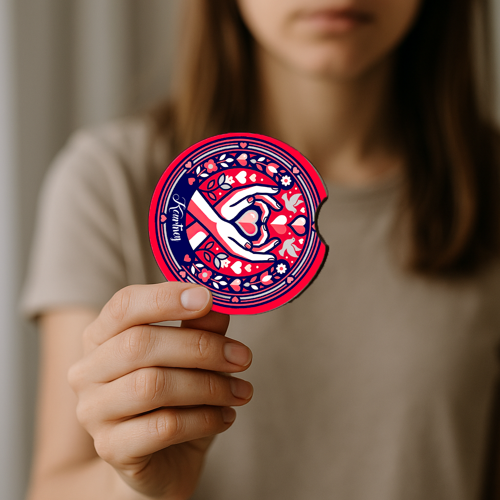 Personalized Car Cup Holder Coasters - Custom Name (Set of 2)