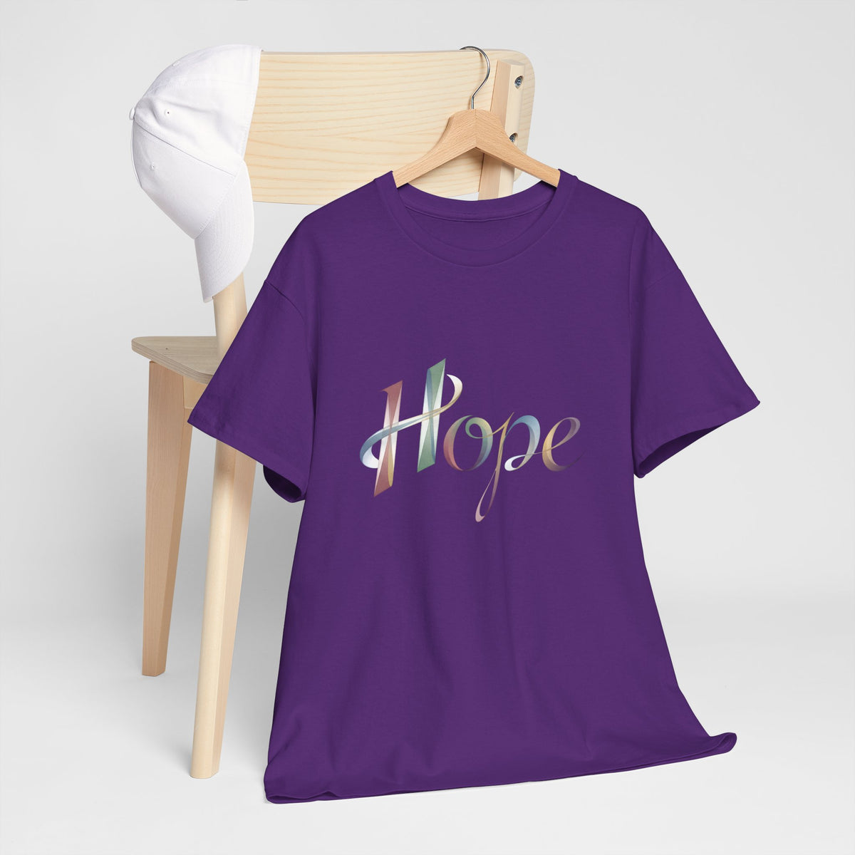 Hope Inspirational Graphic T-Shirt - Cotton Tee with Stylized Ribbon Typography - Motivational Positive Message Casual Top - Beyond Lines
