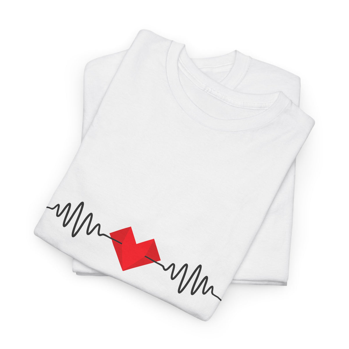 Heartbeat Graphic T-Shirt Unisex Red Heart ECG Pulse Cotton Tee, Best Gift for Valentine - Beyond Lines