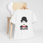 Charlie Chaplin T-Shirt Smile Quote Graphic Tee Minimalist Film Icon Top White - Beyond Lines