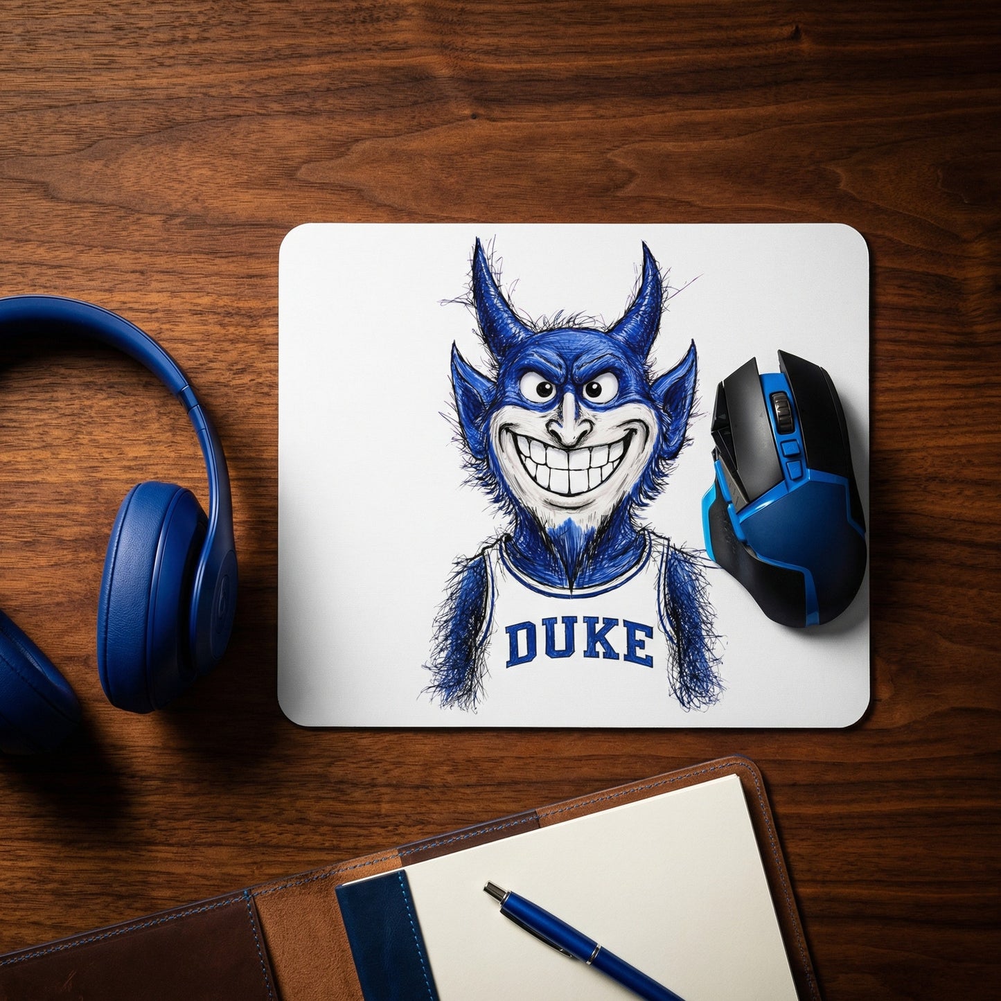 Blue Devils Mouse Pad Sketch Art Design Non - Duke Fan Gear