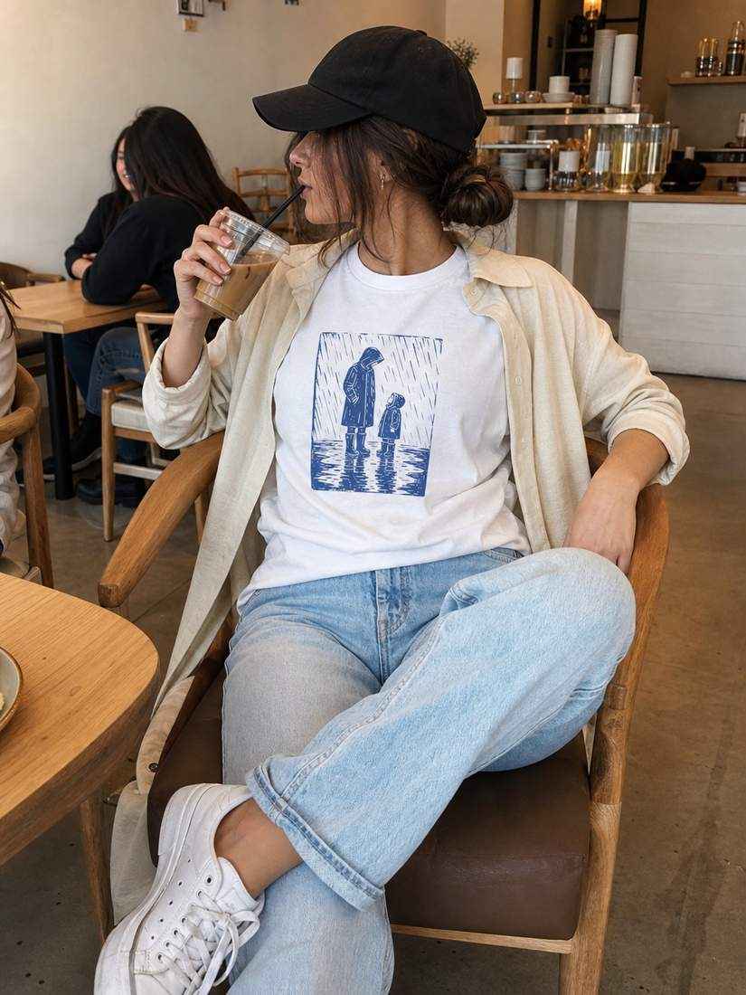 Rain Scene Graphic T Shirt in 100% US Cotton Unisex