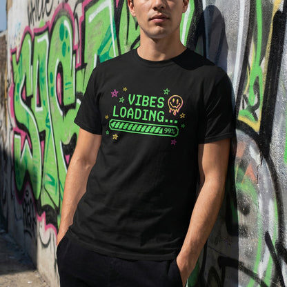 Vibes Loading T-Shirt Pixel Art Tee Funny Meme Shirt Teen Graphic Top - Beyond Lines