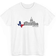 Austin Texas Capitol Building T-Shirt - Texas Flag Map Graphic Souvenir Tee