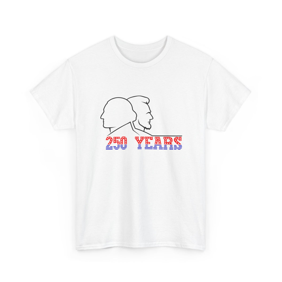 USA 250 Years Anniversary T-Shirt Washington Lincoln Line Art Cotton White Unisex - Beyond Lines