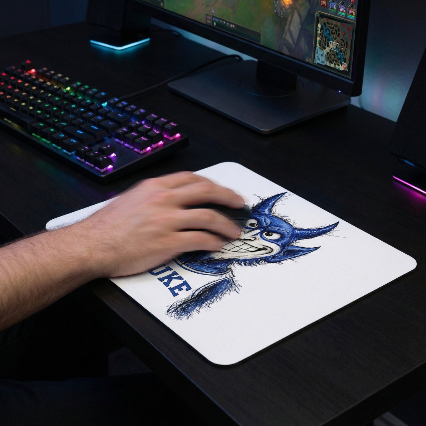 Blue Devils Mouse Pad Sketch Art Design Non - Duke Fan Gear