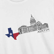 Austin Texas Capitol Building T-Shirt - Texas Flag Map Graphic Souvenir Tee