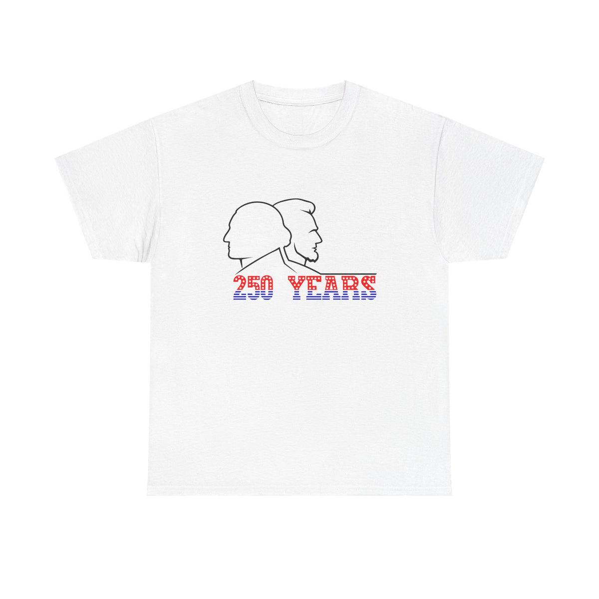 USA 250 Years Anniversary T-Shirt Washington Lincoln Line Art Cotton White Unisex - Beyond Lines