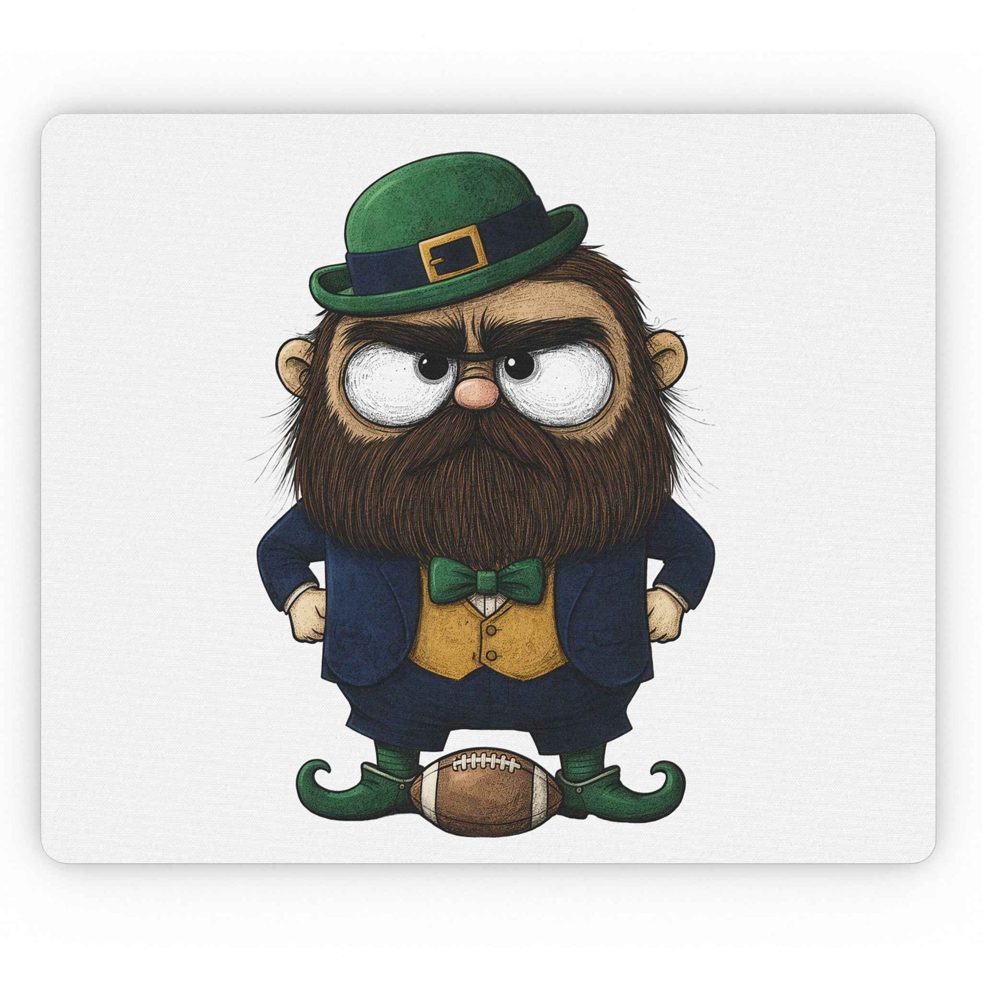 Grumpy Leprechaun Football Mousepad - Funny St. Patrick's Day Desk Mat