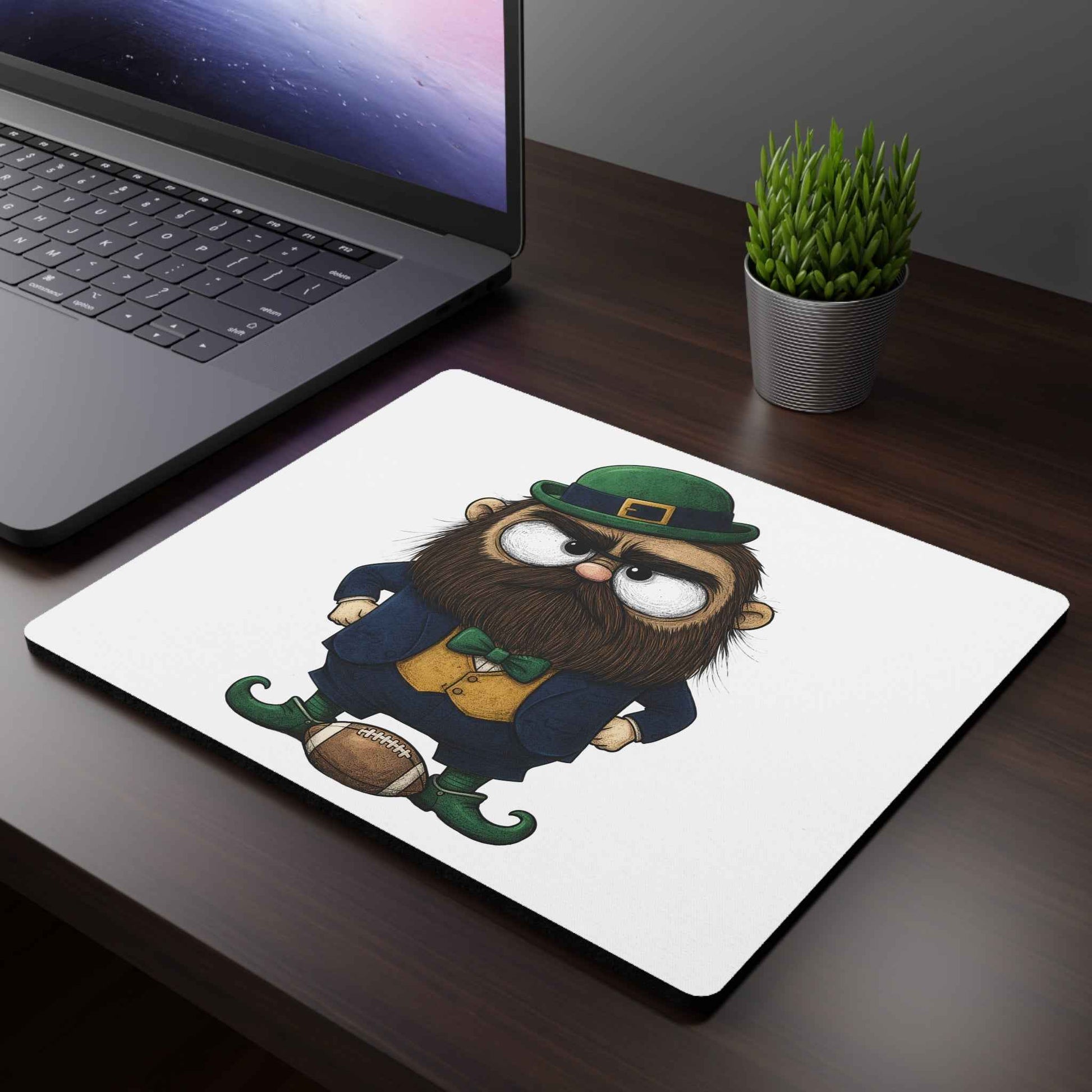 Grumpy Leprechaun Football Mousepad - Funny St. Patrick's Day Desk Mat