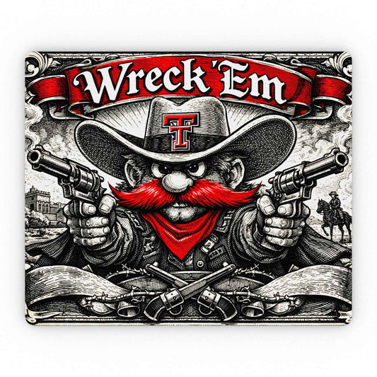 Texas Tech Wreck 'Em Mousepad - Vintage Raider Red Mascot Design - Non-Slip Gaming & Office Desk Mat