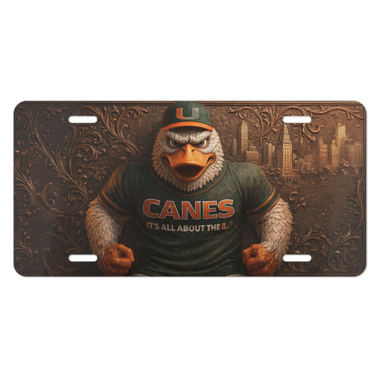 Miami Hurricanes Sebastian t 6"x12" Aluminum Car Tag | Flat Front Plate for