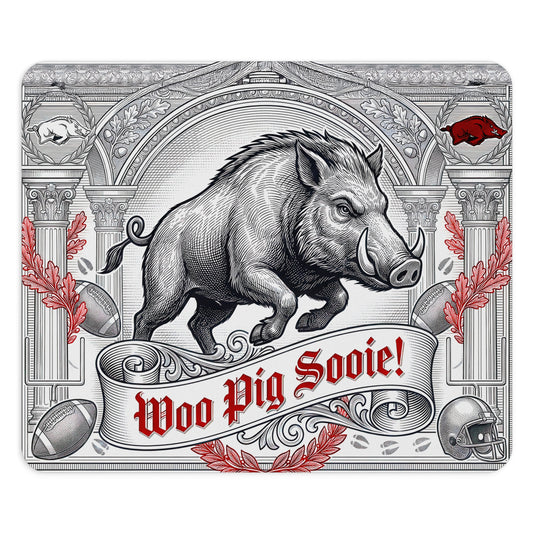 Woo Pig Sooie Arkansas Razorbacks Mousepad Vintage Engraving Style Football Desk Mat