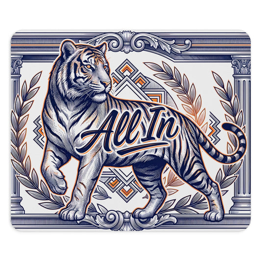 All In Tiger Mousepad Vintage Banknote Style Illustration Non-Slip Rubber Base Stitched Edges - Beyond Lines