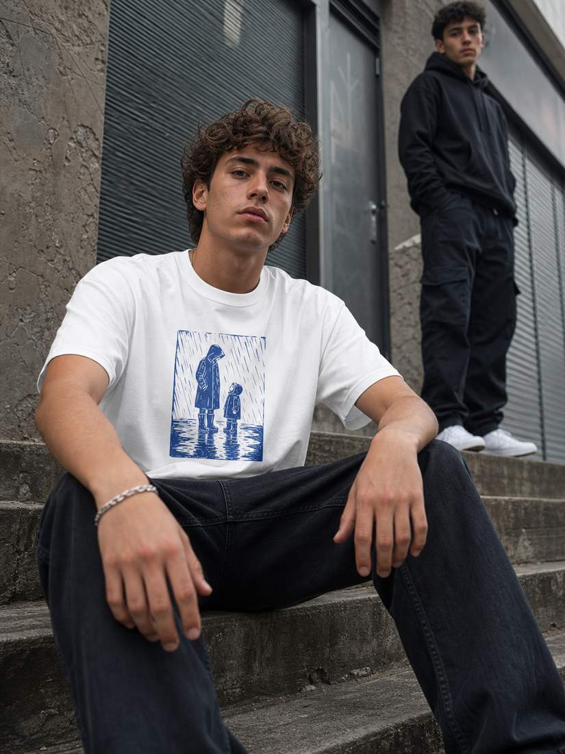 Rain Scene Graphic T Shirt in 100% US Cotton Unisex
