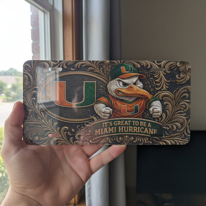 Miami Hurricanes NCAA Sebastian Ibis License Plate Aluminum Flat Front Tag