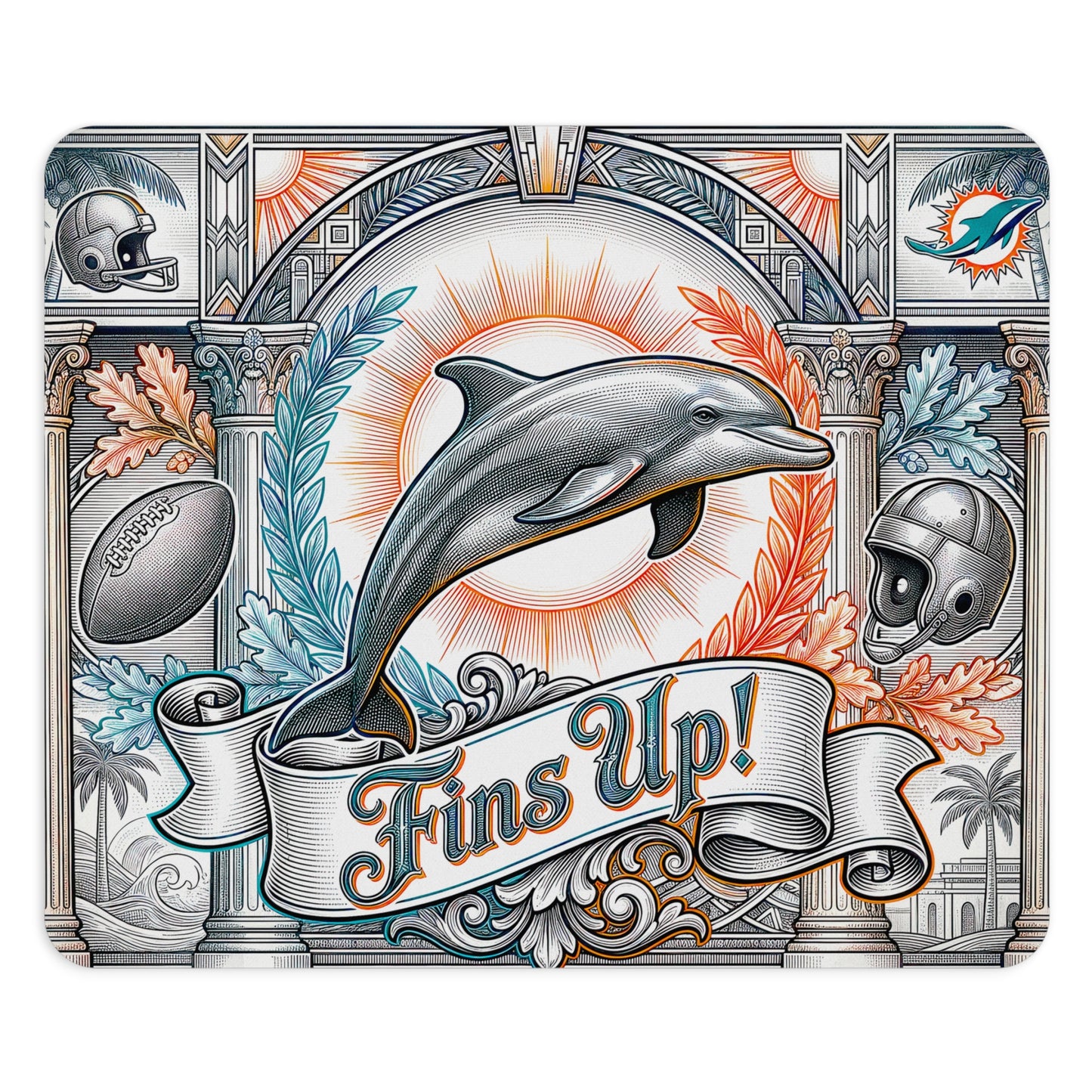 Fins Up Dolphin Mouse Pad - Vintage Miami Football Art