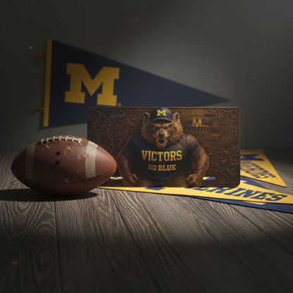 Michigan Wolverines License Plate 6"x12" Aluminum Car Tag | Flat Front Plate