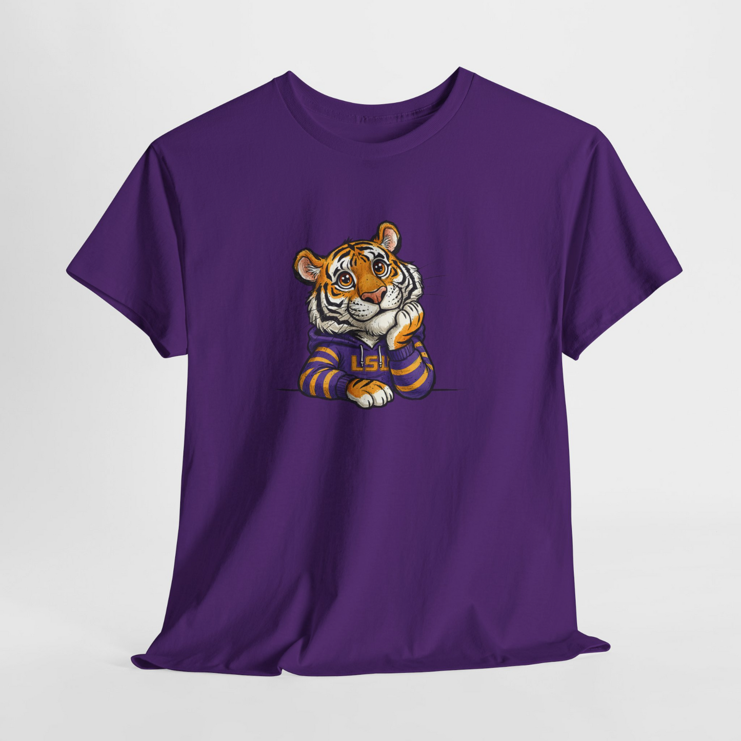Purple Unisex T-Shirt with Cute Cartoon Tiger – Bold Fan Style