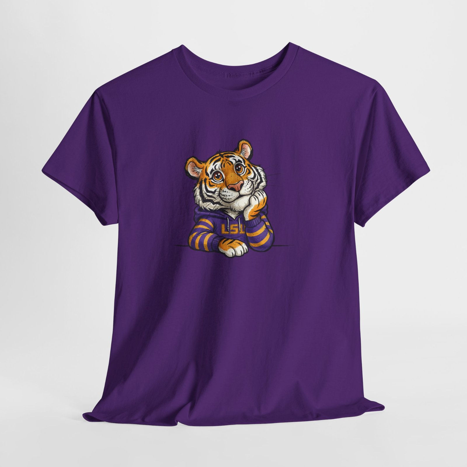 Purple Unisex T-Shirt with Cute Cartoon Tiger – Bold Fan Style