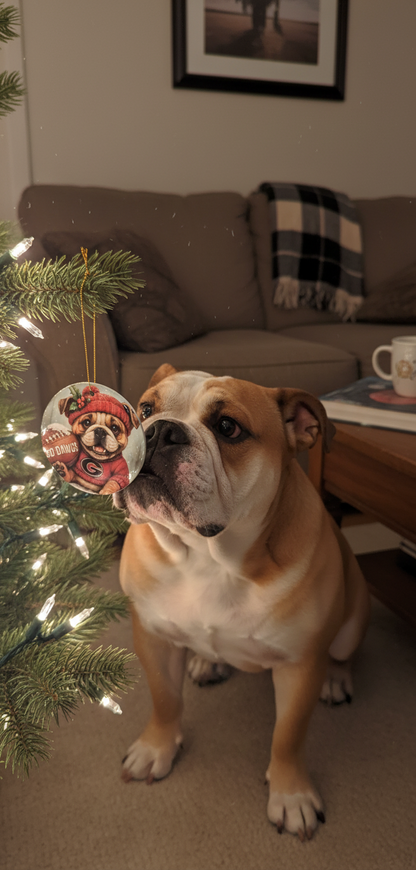 Georgia Bulldogs Christmas Ornament – 3.5" Double‑Sided Bulldog Holiday Decor