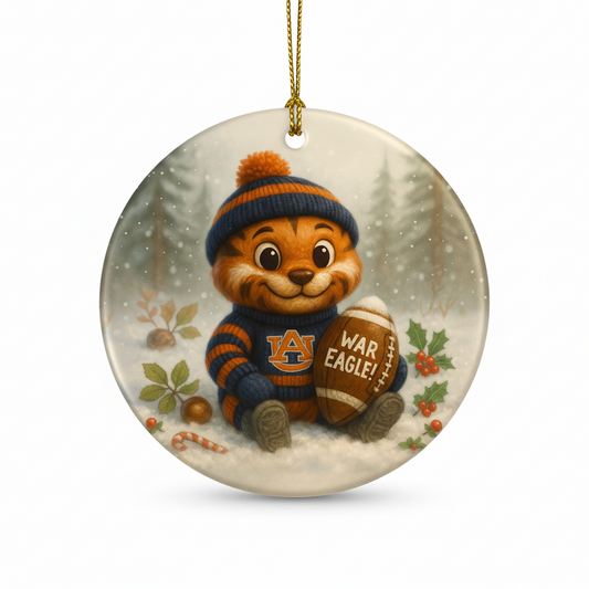 Auburn Tigers Football Fan Ornament War Eagle! 3.5" Aluminum Christmas Decor