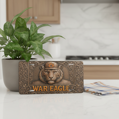 Auburn Tigers License Plate 6"x12" Flat Car Tag | War Eagle Tiger Car Tag