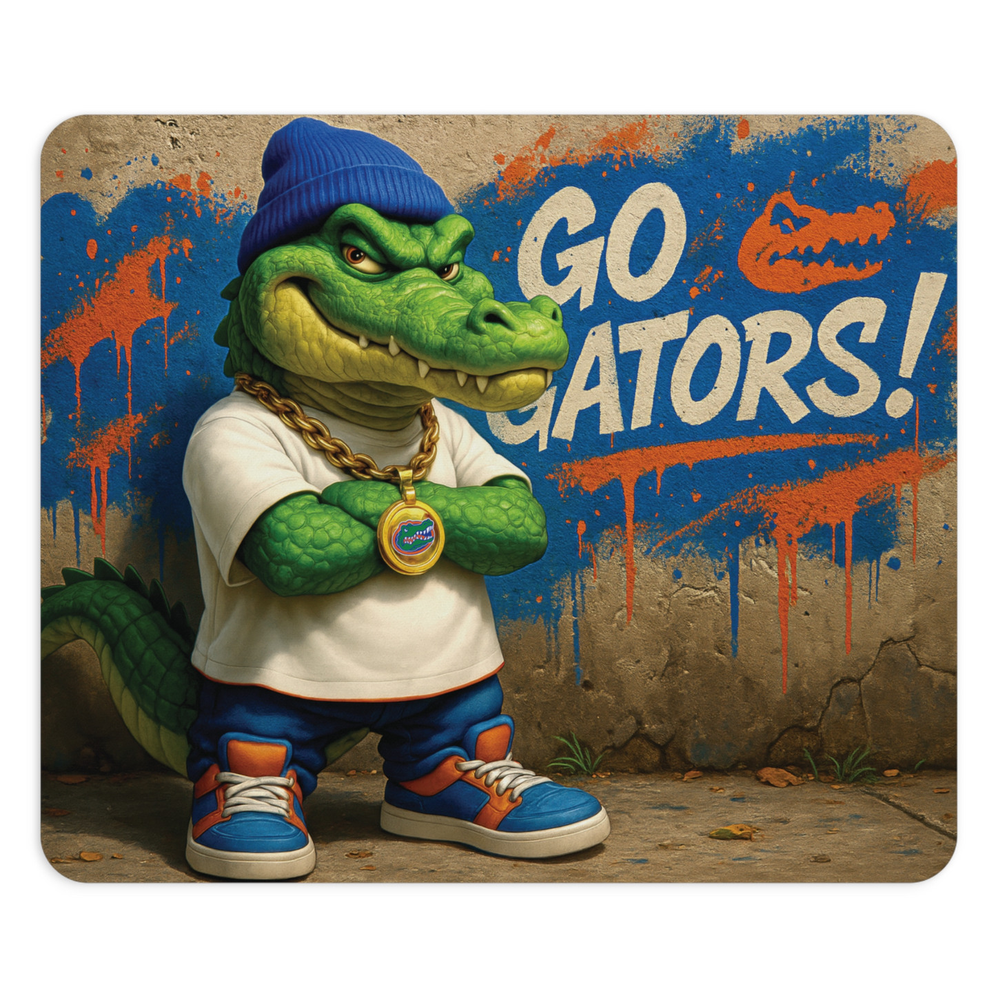 Go Gator Swag Mouse Pad - Street Style Alligator - Orange & Blue Desk Access