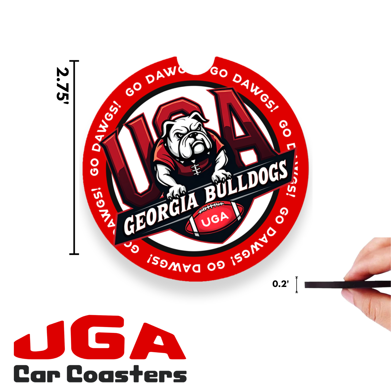 Georgia Bulldogs Auto Coasters – Flexible Rubber Drink Inserts – Go Dawgs Access