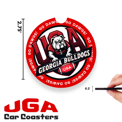 Georgia Bulldogs Auto Coasters – Flexible Rubber Drink Inserts – Go Dawgs Access