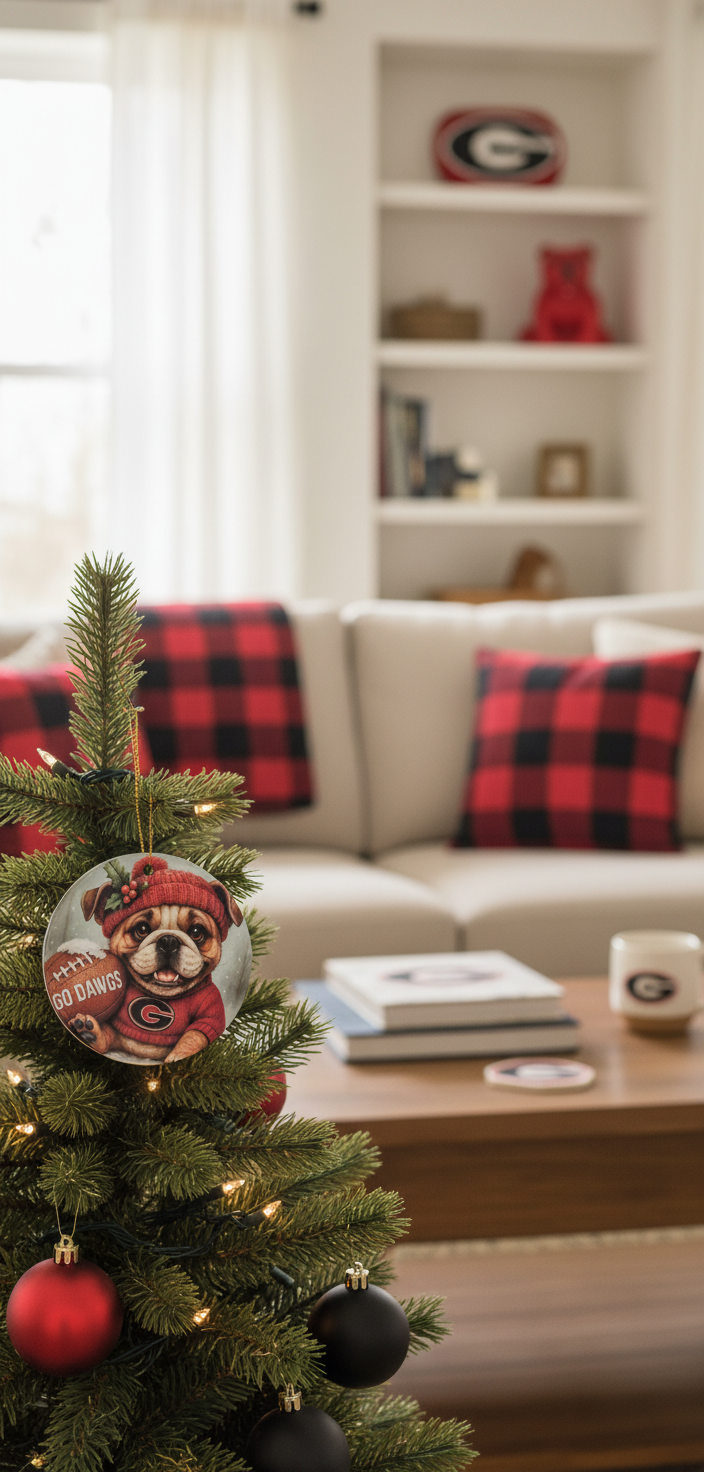 Georgia Bulldogs Christmas Ornament – 3.5" Double‑Sided Bulldog Holiday Decor
