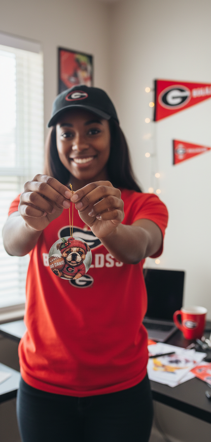 Georgia Bulldogs Christmas Ornament – 3.5" Double‑Sided Bulldog Holiday Decor