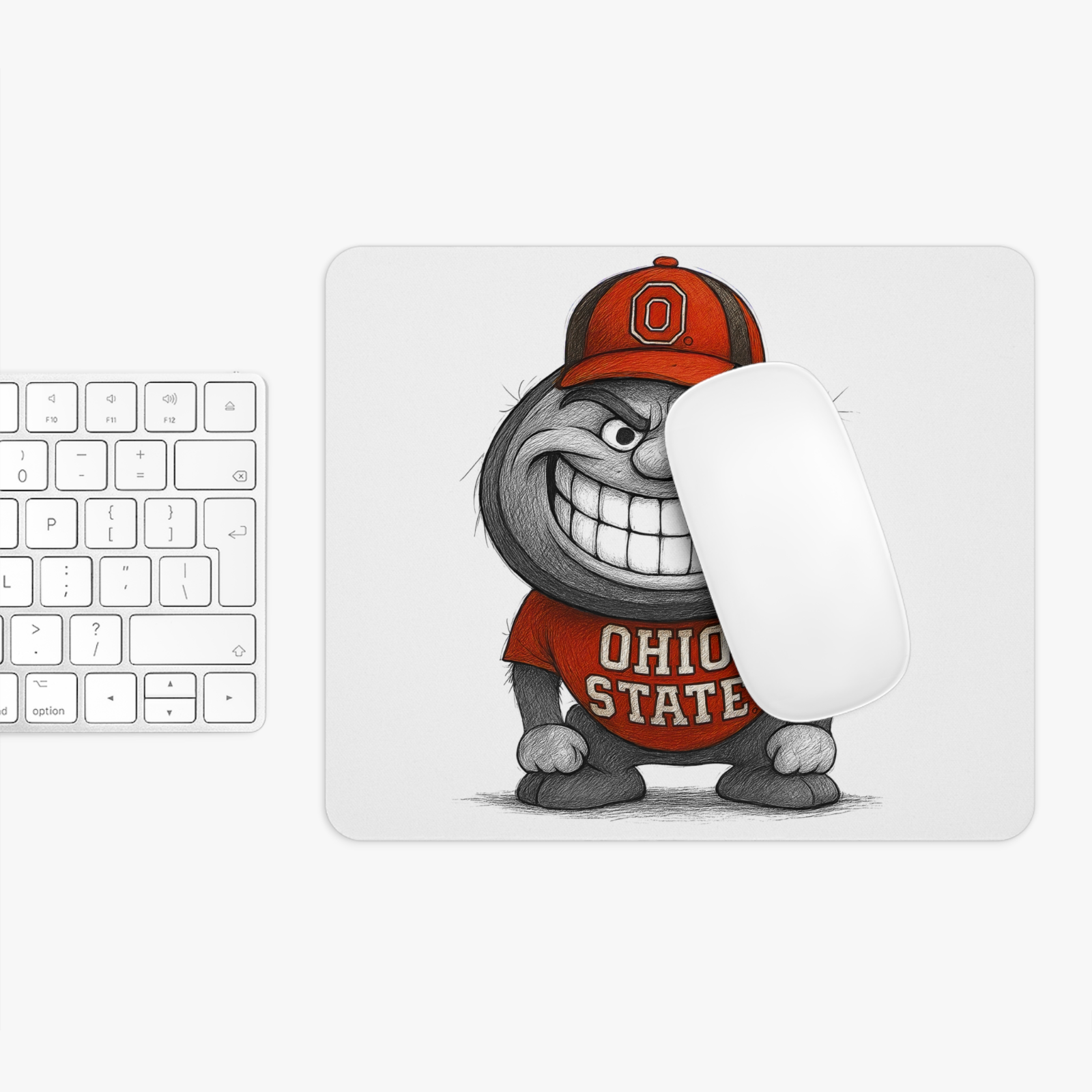 Ohio State Buckeyes Mouse Pad 9.5"x8" | Scarlet & Gray Grin Design Desk Mat